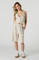 Linen-Blend Bermuda Dress Short