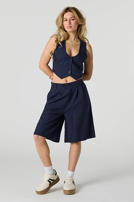 Linen-Blend Bermuda Dress Short