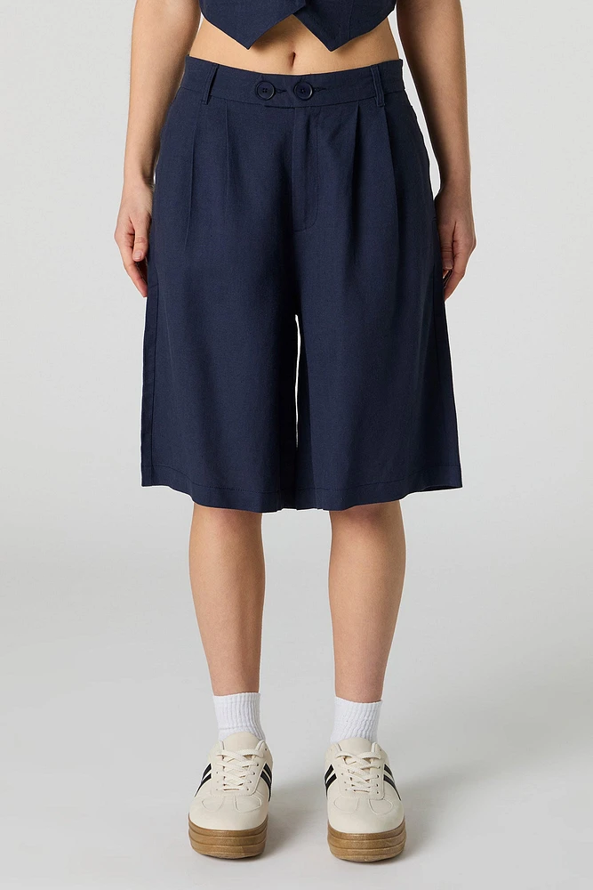 Linen-Blend Bermuda Dress Short