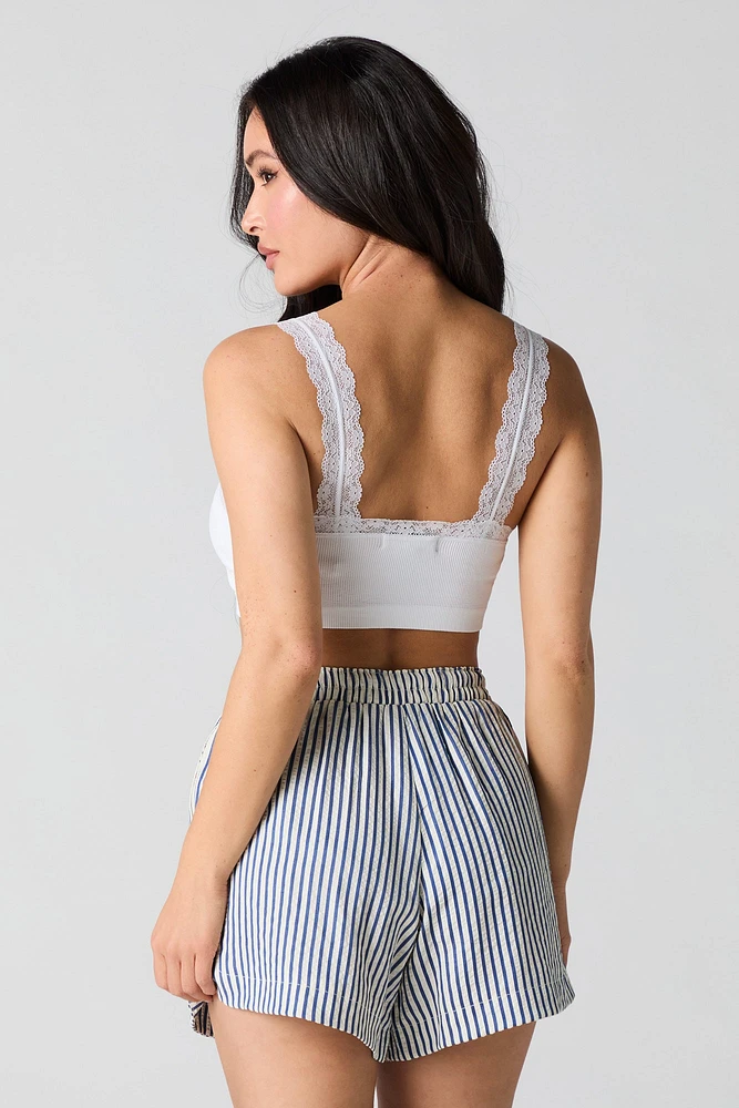 Short rayé à taille coulissante