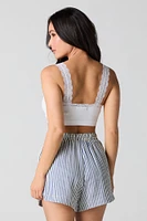 Short rayé à taille coulissante