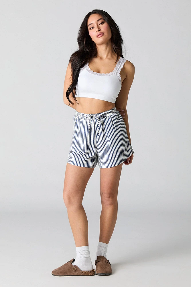 Short rayé à taille coulissante