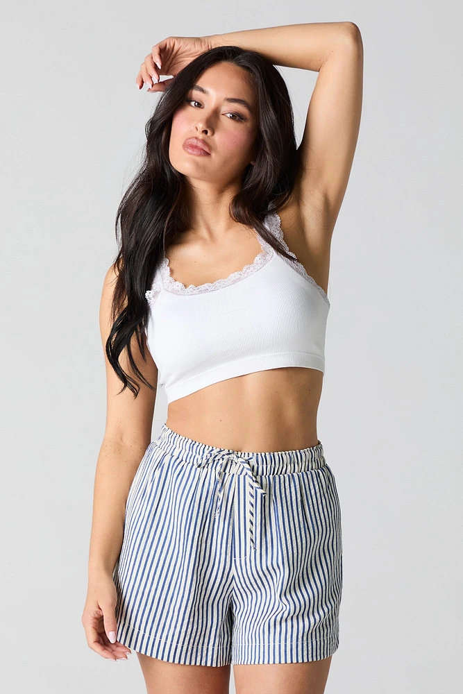 Short rayé à taille coulissante