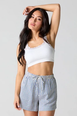 Short rayé à taille coulissante