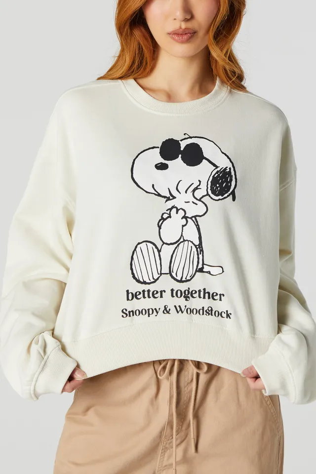 Snoopy Juniors' Allover Print Plush Fleece Sweatshirt 