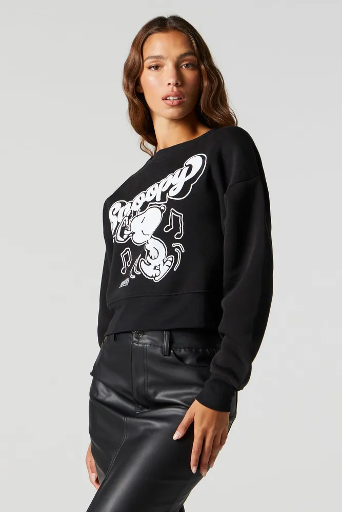 Snoopy Graphic Cropped Sweatshirt