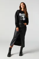 Snoopy Graphic Cropped Sweatshirt