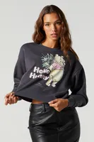 Winnie The Pooh Graphis Cropped Sweatshirt