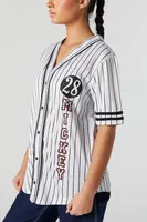 Pinstriped Mickey Mouse Graphic Baseball Jersey