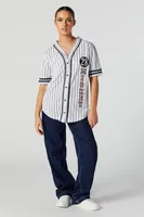 Pinstriped Mickey Mouse Graphic Baseball Jersey