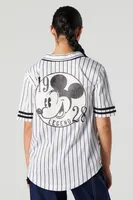 Pinstriped Mickey Mouse Graphic Baseball Jersey