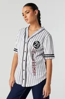 Pinstriped Mickey Mouse Graphic Baseball Jersey