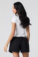 Short en molleton avec motif brodé à taille coulissante