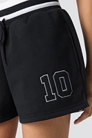 Embroidered Fleece Drawstring Short