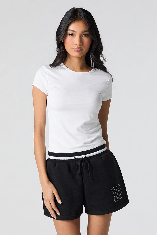 Short en molleton avec motif brodé à taille coulissante