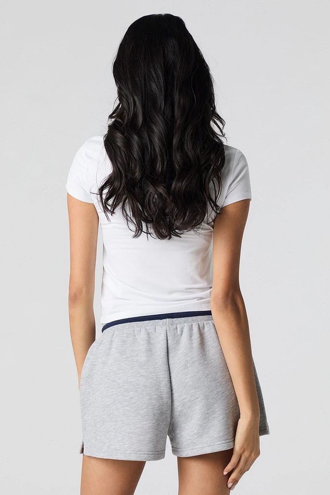 Short en molleton avec motif brodé à taille coulissante