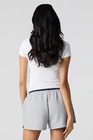 Short en molleton avec motif brodé à taille coulissante