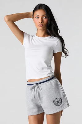 Short en molleton avec motif brodé à taille coulissante