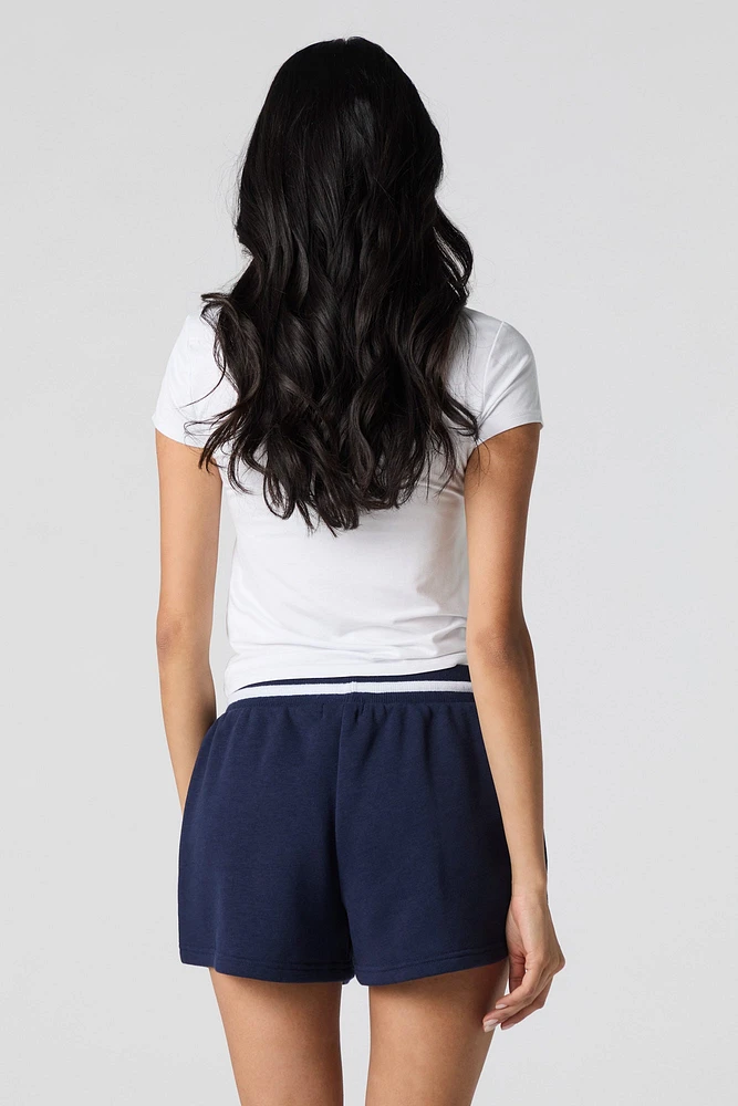 Short en molleton avec motif brodé à taille coulissante