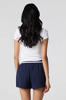 Short en molleton avec motif brodé à taille coulissante