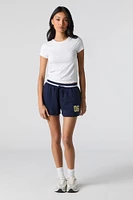 Short en molleton avec motif brodé à taille coulissante