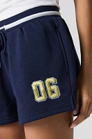 Embroidered Fleece Drawstring Short
