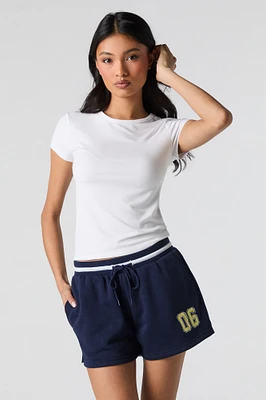Short en molleton avec motif brodé à taille coulissante