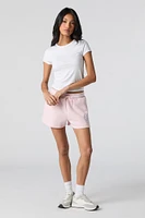 Embroidered Fleece Drawstring Short
