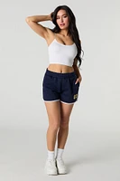 Short en molleton avec motif brodé et ourlet arrondi