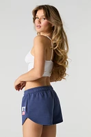 Short en molleton imprimé avec ourlet arrondi et taille coulissante