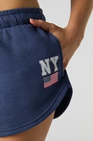 Short en molleton imprimé avec ourlet arrondi et taille coulissante