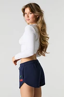 Short en molleton imprimé avec taille coulissante