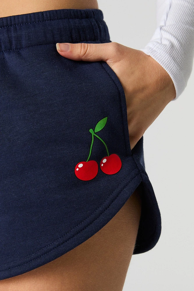 Short en molleton imprimé avec taille coulissante