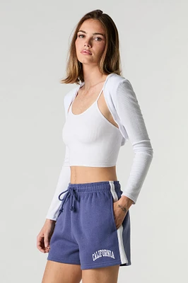Short en molleton imprimé avec rayures latérales