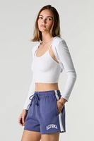Short en molleton imprimé avec rayures latérales