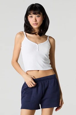 Short en molleton uni à taille haute