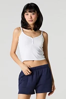 Short en molleton uni à taille haute