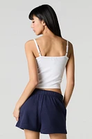Short en molleton uni à taille haute