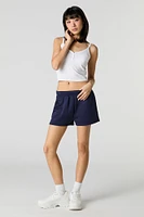 Short en molleton uni à taille haute