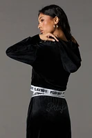 Playboy Rhinestone Velour Cropped Hoodie