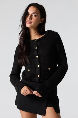 Ribbed Knit Snap Button Cardigan