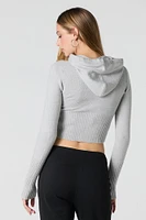 Cropped Zip-Up Hooded Sweater