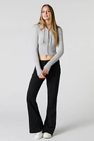 Cropped Zip-Up Hooded Sweater