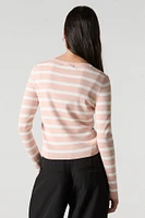 Cardigan boutonné en tricot côtelé ray