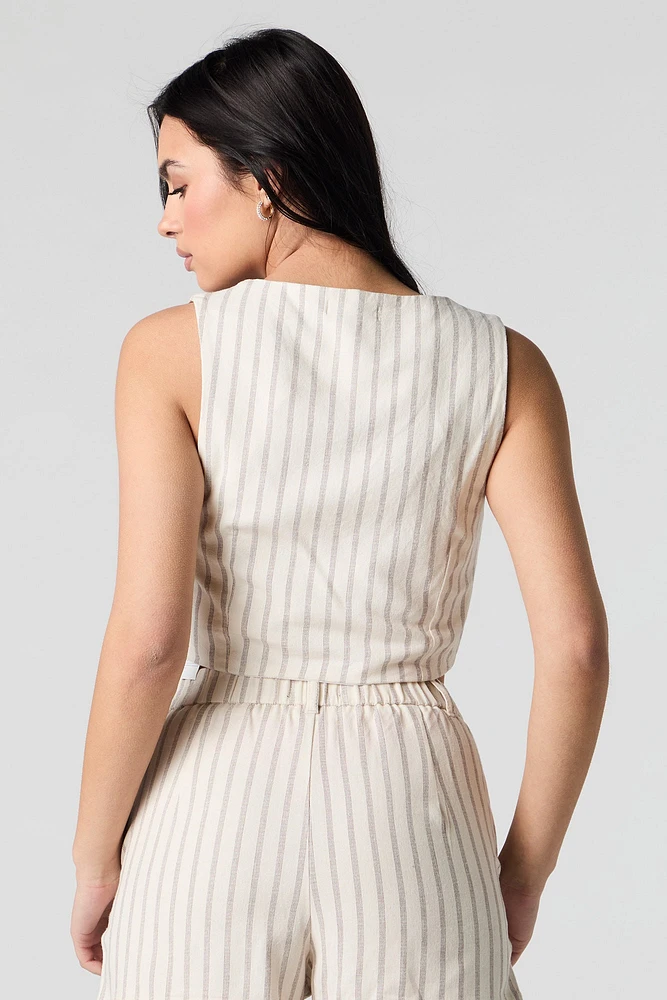Gilet écourté en mélange de lin