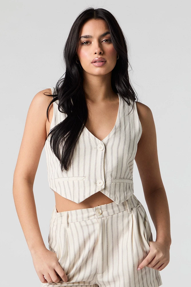 Gilet écourté en mélange de lin
