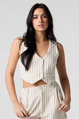 Gilet écourté en mélange de lin