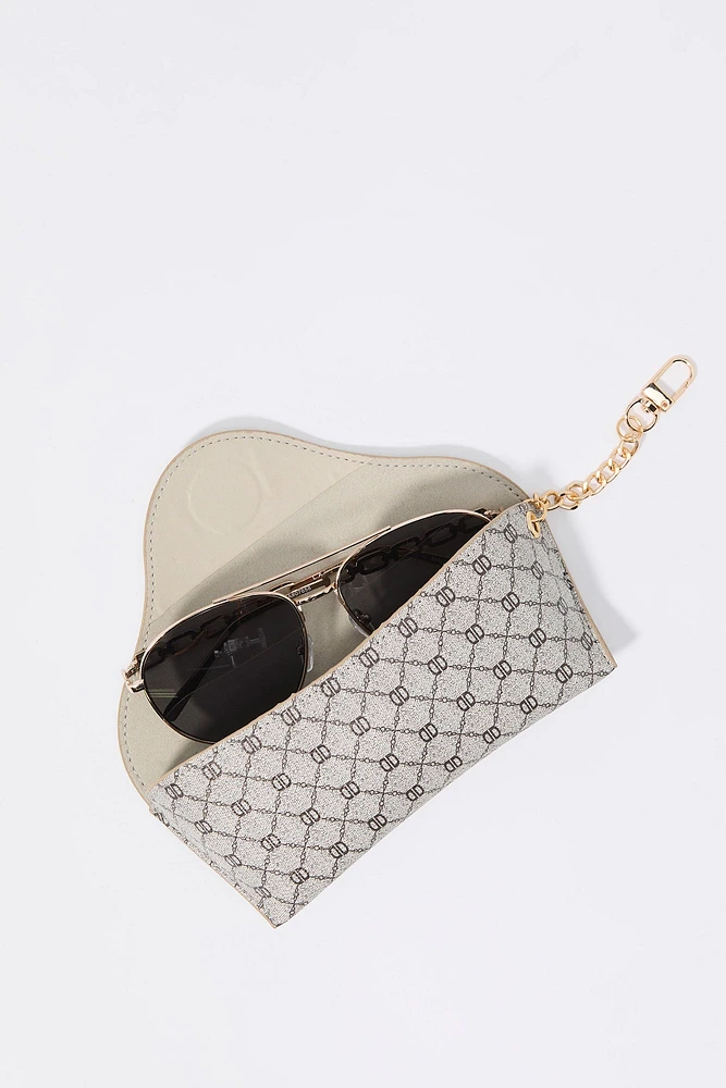 Textured Status Print Sunglasses Case