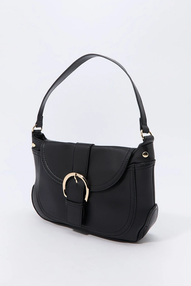 Faux Leather Buckled Purse
