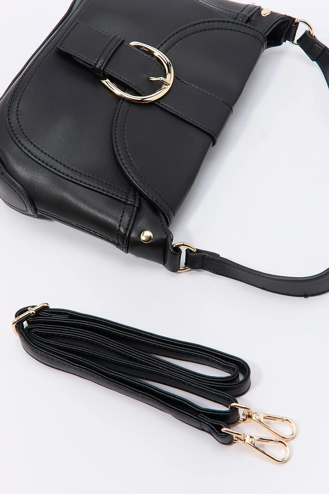 Faux Leather Buckled Purse